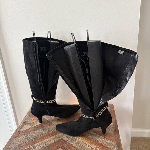 " I.M.P.O Stretch Nadie Gold Chain Black Knee-High Boots Size 6.5 " - Picture 5 of 9